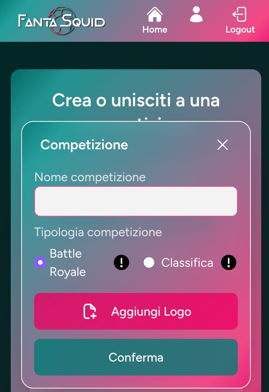 Form creazione competizione