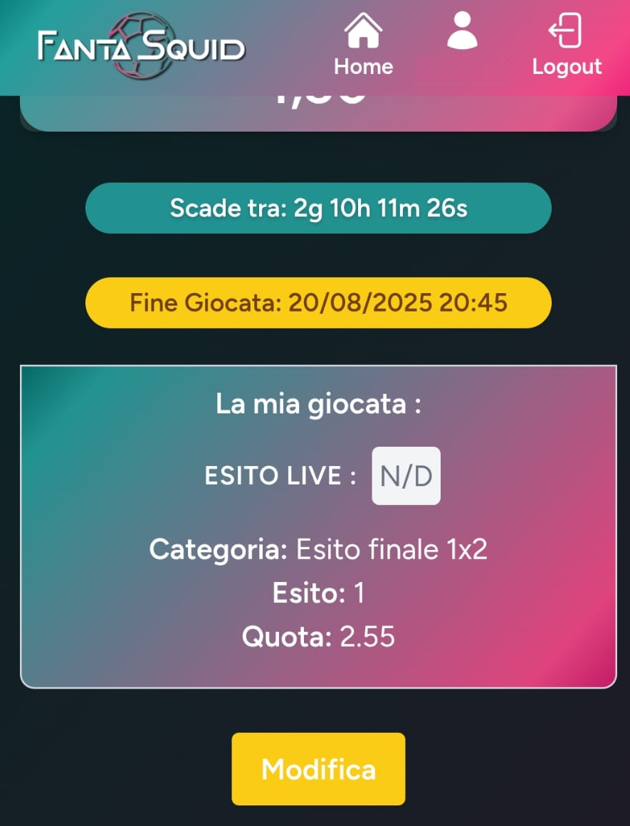 Schermata riepilogo con tasto Modifica