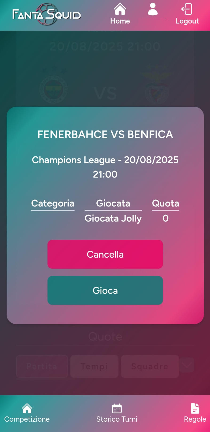 Riquadro Jolly attivato